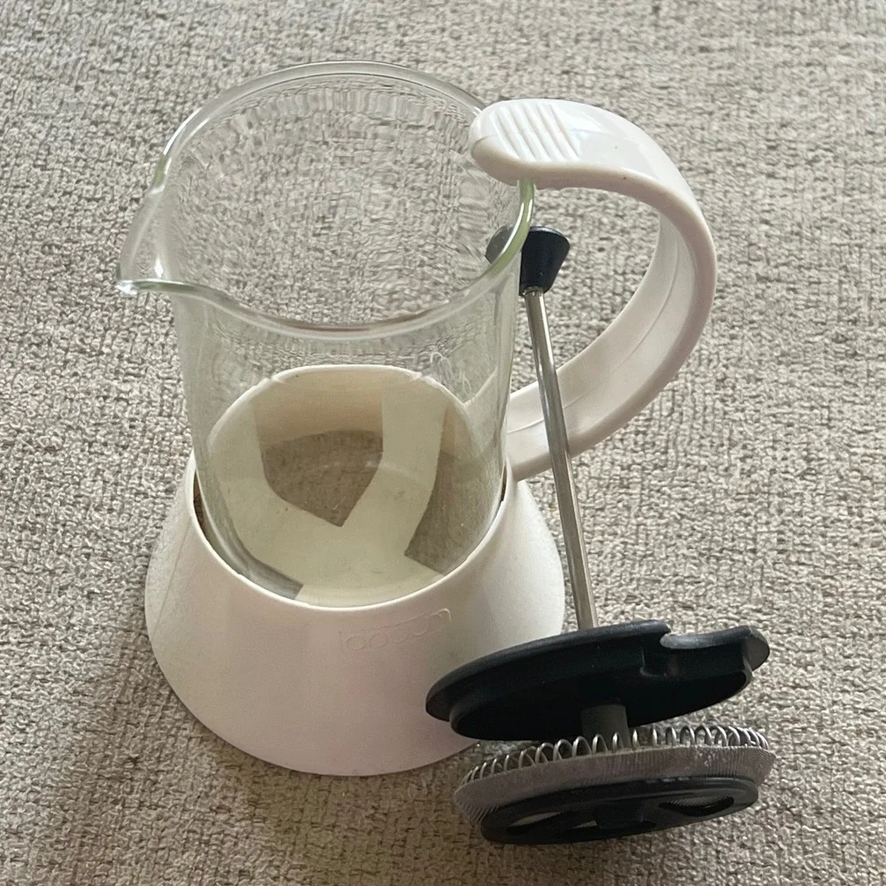 Bodum French Press Coffee Maker White Glass Carafe Manual Brewer 12oz Vintage